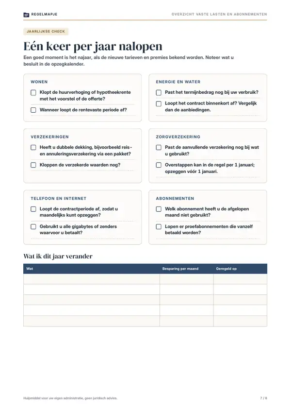 Pagina 7: Jaarlijkse check