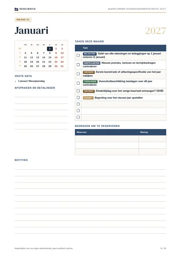 Pagina 5: Twaalf maandpagina's