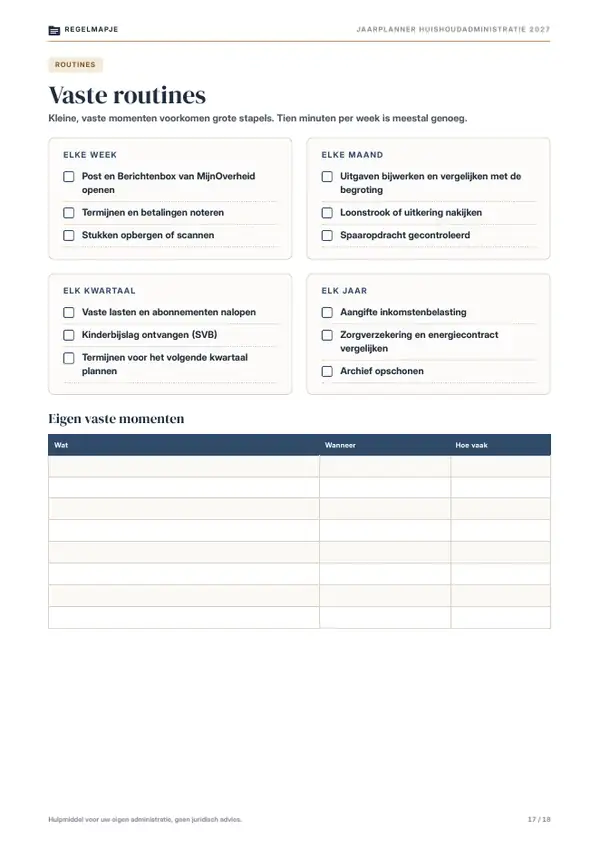 Pagina 17: Vaste routines